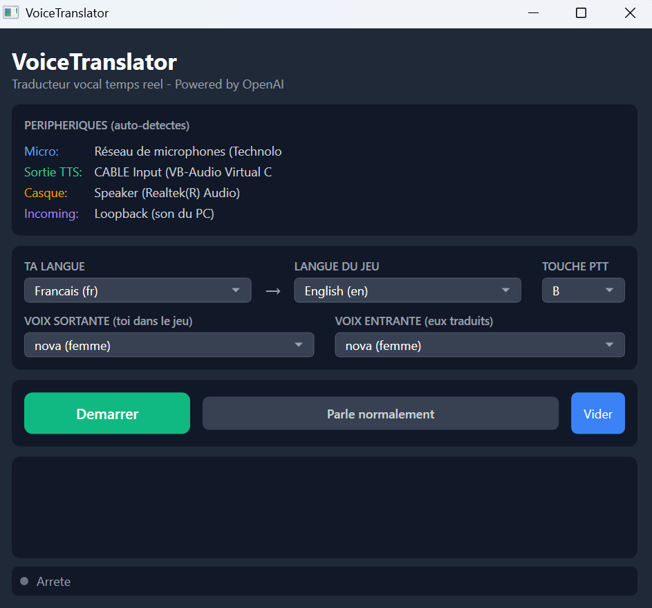 VoiceTranslator Interface
